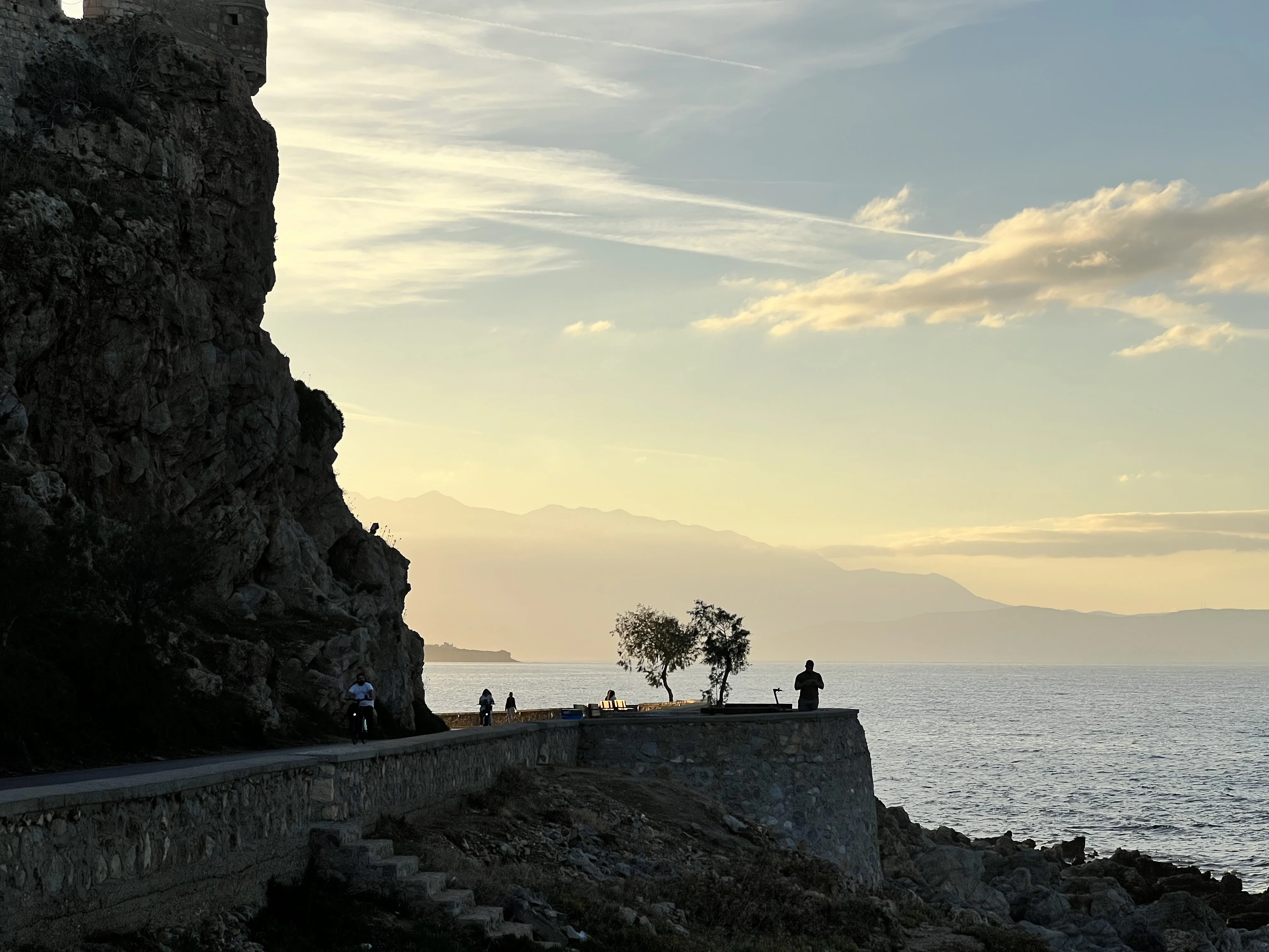 The Fortezza walls at sunset overlooking the sea