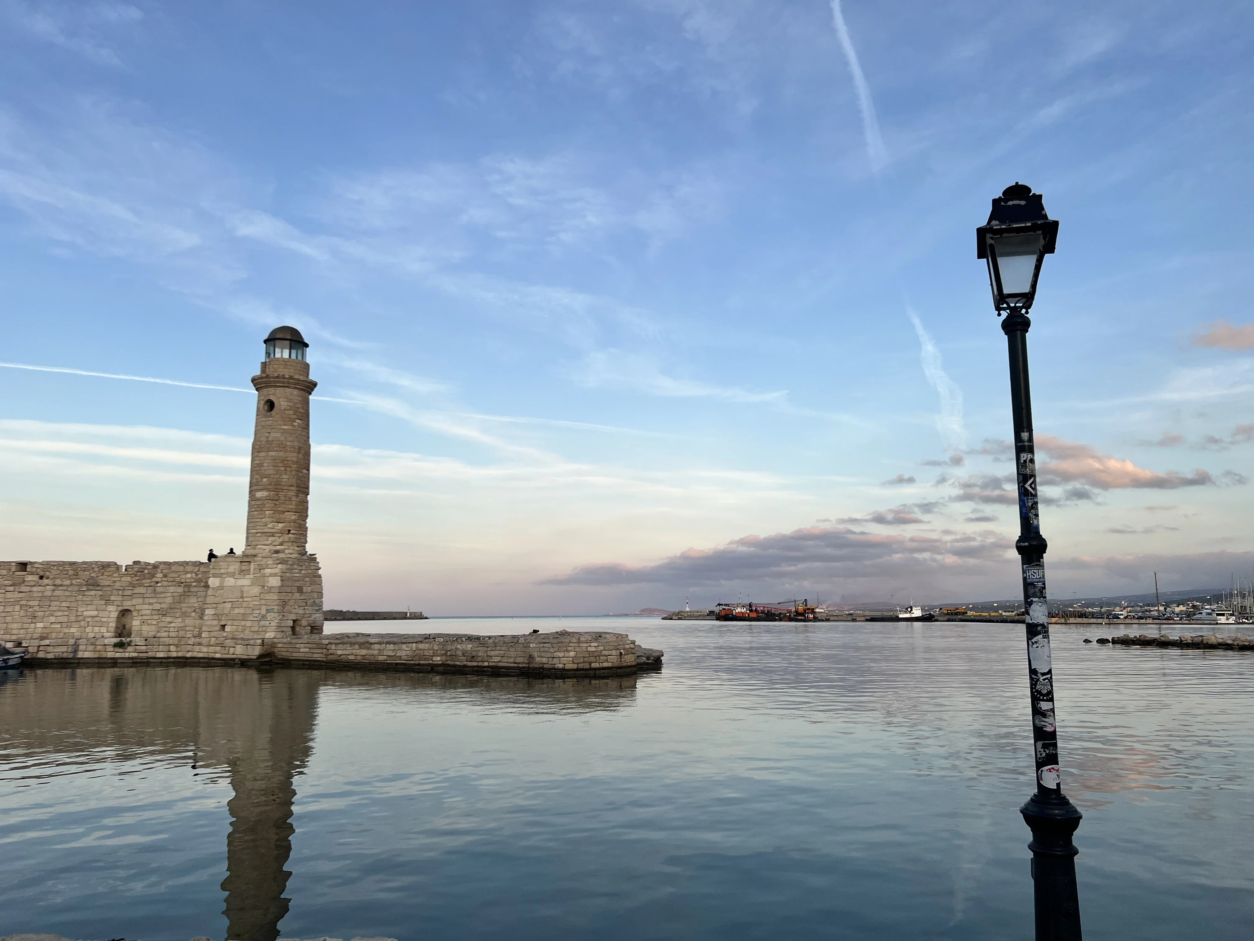 Heraklion's old harbor at night