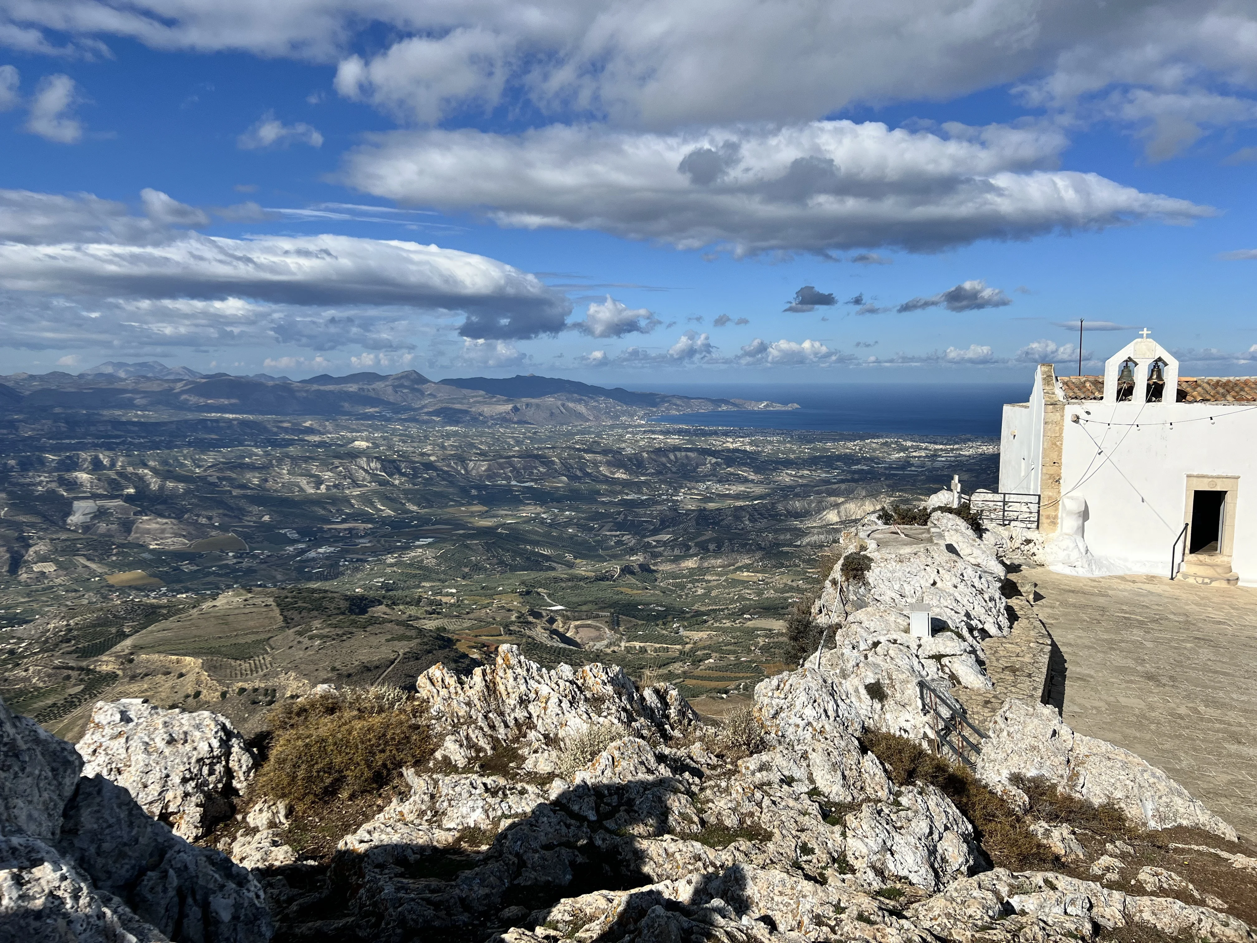 A hilltop chapel near Anogia with a panoramic view of the island